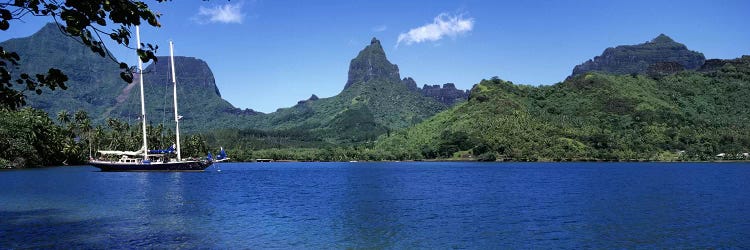 A Lone Sailboat, Opunohu Bay, Mo'orea, Windward Islands, Society Islands, French Polynesia