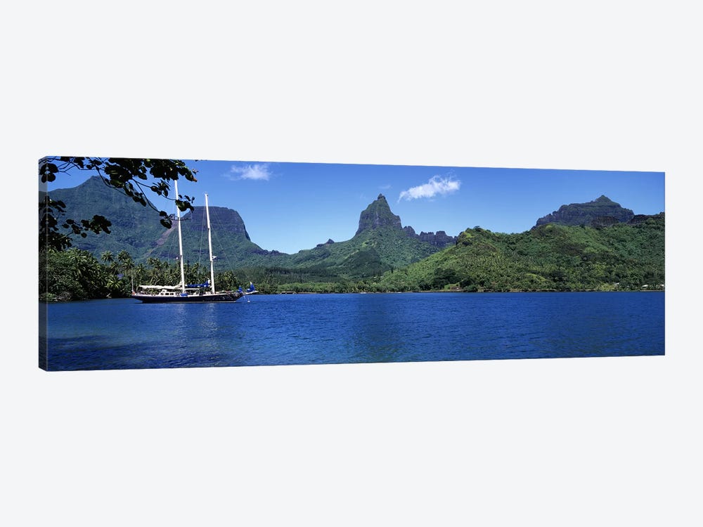 A Lone Sailboat, Opunohu Bay, Mo'orea, Windward Islands, Society Islands, French Polynesia by Panoramic Images 1-piece Art Print