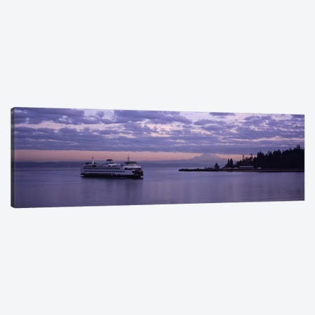 Ferry in the seaBainbridge Island, Seattle, Washington State, USA Canvas Print #PIM4851} by Panoramic Images Canvas Artwork