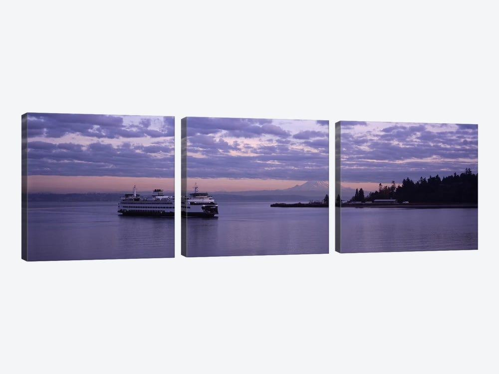 Ferry in the seaBainbridge Island, Seattle, Washington State, USA by Panoramic Images 3-piece Canvas Art Print