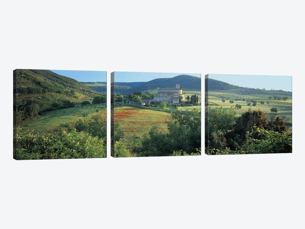 High angle view of a church, Abbazia di Sant'Antimo, Tuscany, Italy by Panoramic Images 3-piece Canvas Wall Art