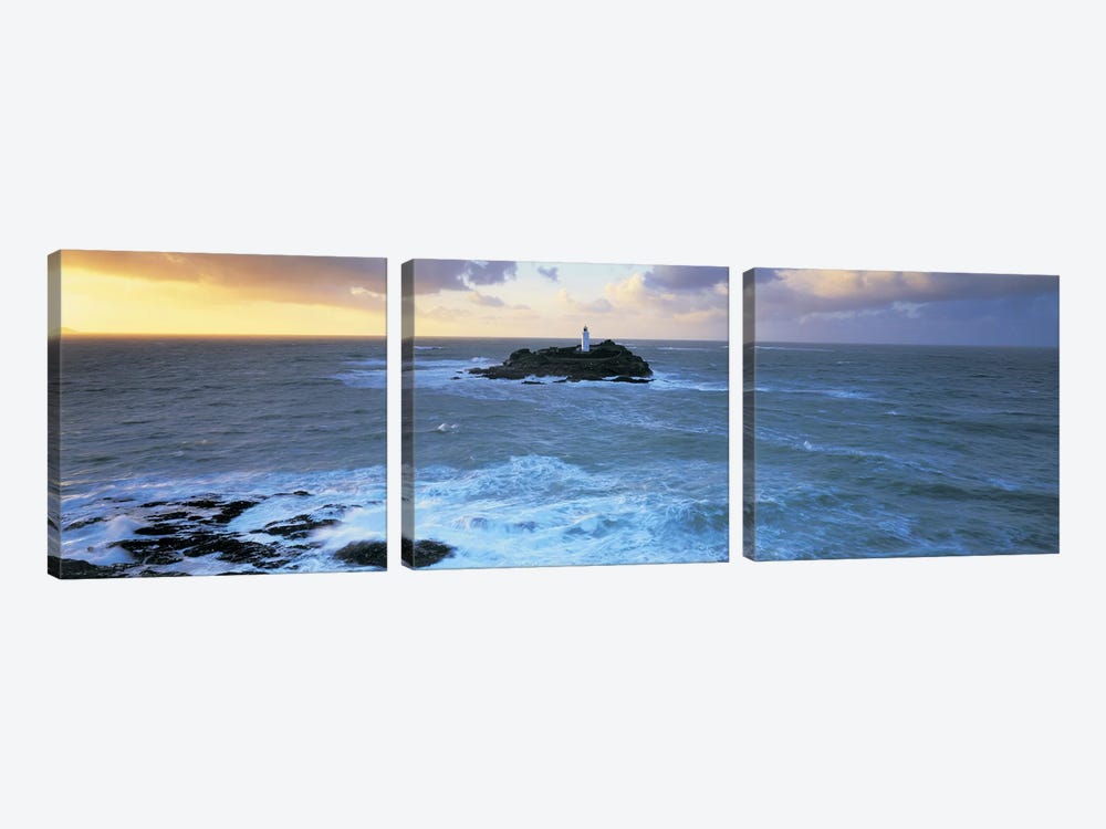 Godrevy Lighthouse, Godrevy Island, St Ives Bay, Cornwall, England, United Kingdom by Panoramic Images 3-piece Art Print