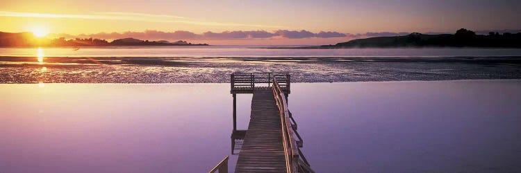 High angle view of a pier on a river, Pounawea, The Catlins, South Island New Zealand, New Zealand