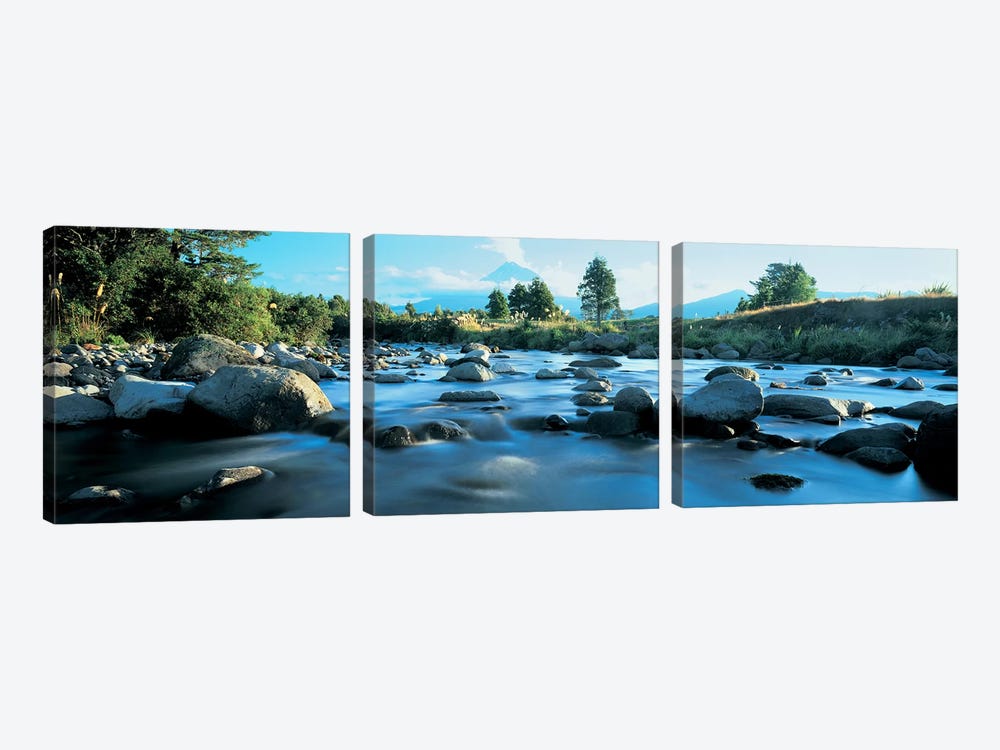 Rocks in the river, Mount Taranaki, Taranaki, North Island, New Zealand by Panoramic Images 3-piece Canvas Art Print