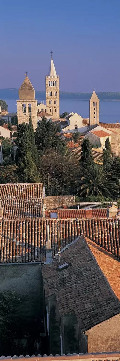 High angle view of a town, Rab Island, Croatia by Panoramic Images framed canvas print