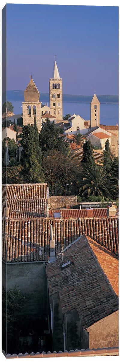 High angle view of a town, Rab Island, Croatia Canvas Art Print - Christian Art