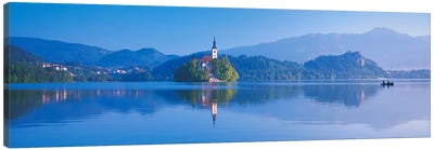 Foothill Landscape Featuring Pilgrimage Church Of The Assumption Of Mary (Our Lady Of The Lake), Bled, Slovenia Canvas Art Print
