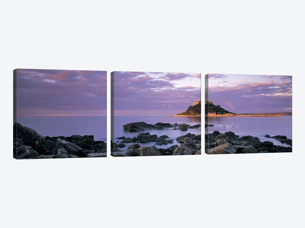 Distant View Of St Michael's Mount, Mount's Bay, Cornwall, England, United Kingdom by Panoramic Images 3-piece Canvas Wall Art
