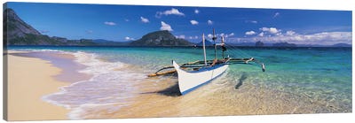 Fishing boat moored on the beach, Palawan, Philippines Canvas Art Print - Panoramic Photography