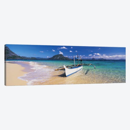 Fishing boat moored on the beach, Palawan, Philippines Canvas Print #PIM4874} by Panoramic Images Art Print