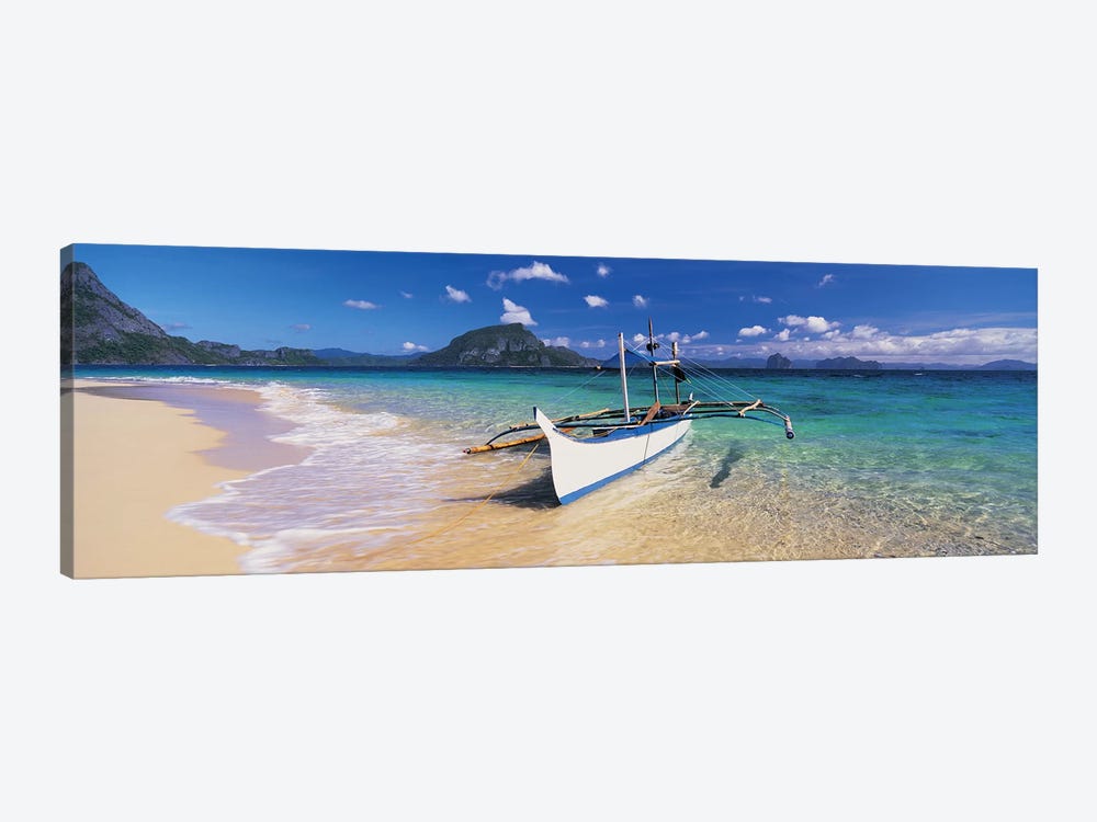 Fishing boat moored on the beach, Palawan, Philippines by Panoramic Images 1-piece Canvas Artwork
