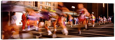 Blurred Motion Of Marathon Runners, Houston, Texas, USA Canvas Art Print - Track & Field