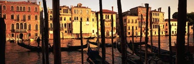 Moored Gondolas In A Canal II, Venice, Italy by Panoramic Images canvas print