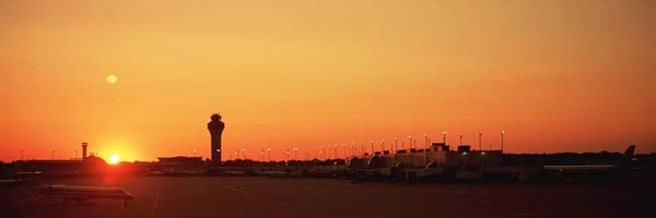 Industrial: Sunset Over An AirportO'Hare International Airport, Chicago, Illinois, USA by Panoramic Images