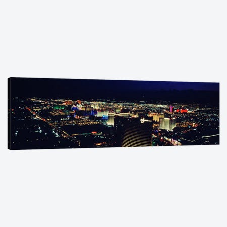 High angle view of a city lit up at night, The Strip, Las Vegas, Nevada, USA Canvas Print #PIM4917} by Panoramic Images Canvas Art