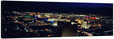 High angle view of a city lit up at night, The Strip, Las Vegas, Nevada, USA Canvas Art Print - Las Vegas Art