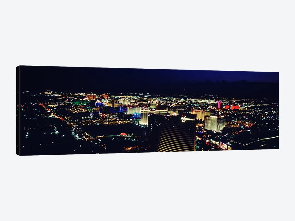 High angle view of a city lit up at night, The Strip, Las Vegas, Nevada, USA by Panoramic Images 1-piece Canvas Artwork