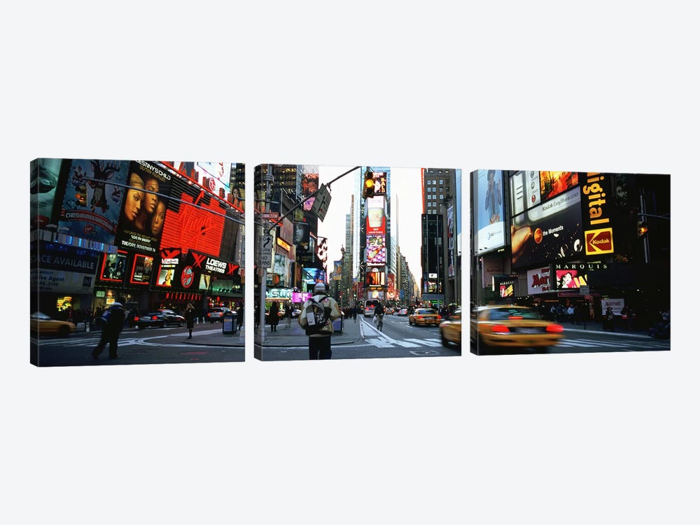 Traffic on a road, Times Square, New York City, New York, USA by Panoramic Images 3-piece Art Print