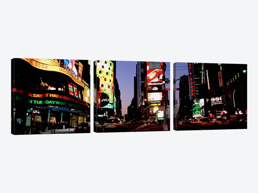 Traffic on a road, Times Square, New York City, New York, USA #2 by Panoramic Images 3-piece Canvas Artwork