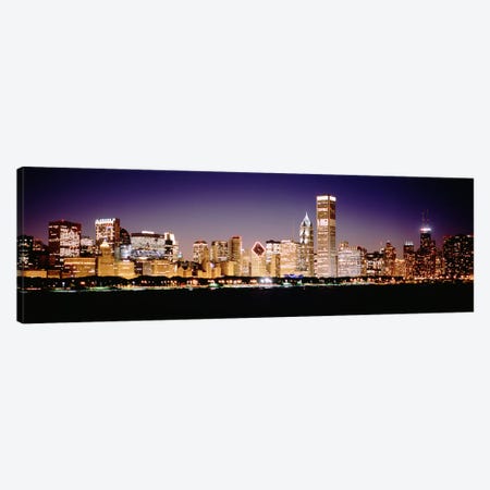 Downtown Skyline At Night, Chicago, Cook County, Illinois, USA Canvas Print #PIM4927} by Panoramic Images Canvas Art Print