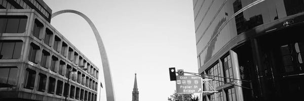 Missouri: Low-Angle View From 4th Street In B&W, St. Louis, Missouri, USA by Panoramic Images