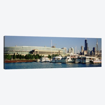 Boats Moored At A Dock, Chicago, Illinois, USA Canvas Print #PIM4938} by Panoramic Images Art Print