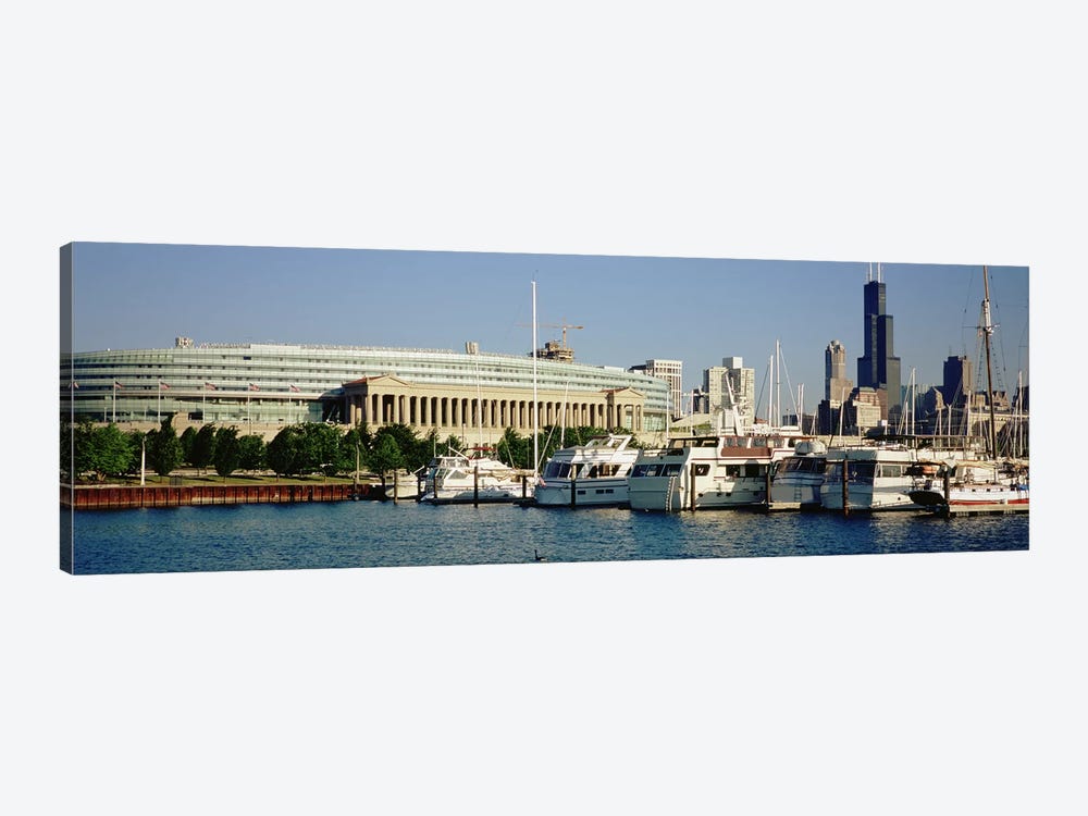 Boats Moored At A Dock, Chicago, Illinois, USA by Panoramic Images 1-piece Canvas Print