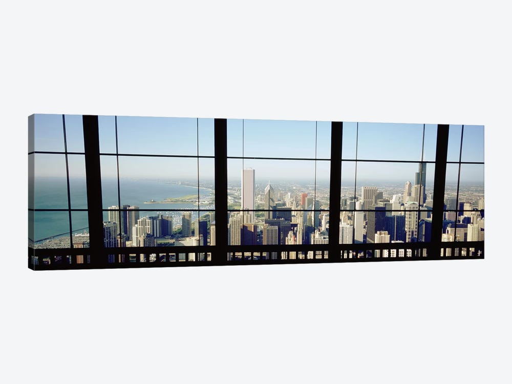 High angle view of a city as seen through a window, Chicago, Illinois, USA by Panoramic Images 1-piece Canvas Wall Art