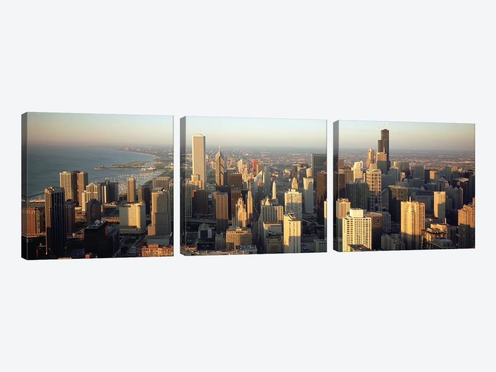 High angle view of buildings in a city, Chicago, Illinois, USA by Panoramic Images 3-piece Canvas Art