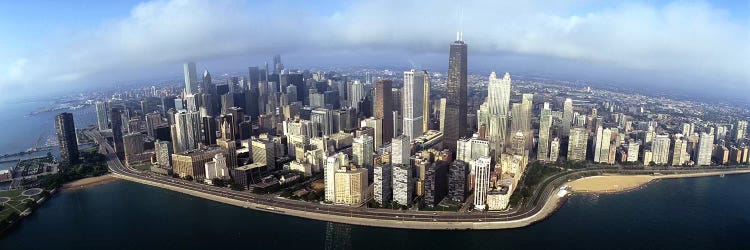 High angle view of buildings at the waterfront, Chicago, Illinois, USA