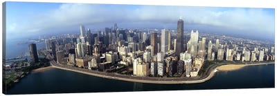 High angle view of buildings at the waterfront, Chicago, Illinois, USA Canvas Art Print - Chicago Skylines