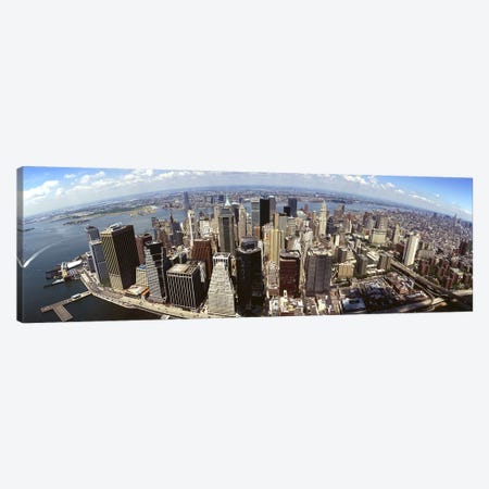 Wide-Angle Aerial View Of Manhattan, New York City, New York, USA Canvas Print #PIM4947} by Panoramic Images Art Print