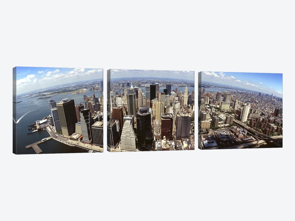 Wide-Angle Aerial View Of Manhattan, New York City, New York, USA by Panoramic Images 3-piece Canvas Art Print