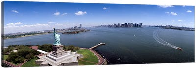 Aerial view of a statue, Statue of Liberty, New York City, New York State, USA Canvas Art Print - Island Art
