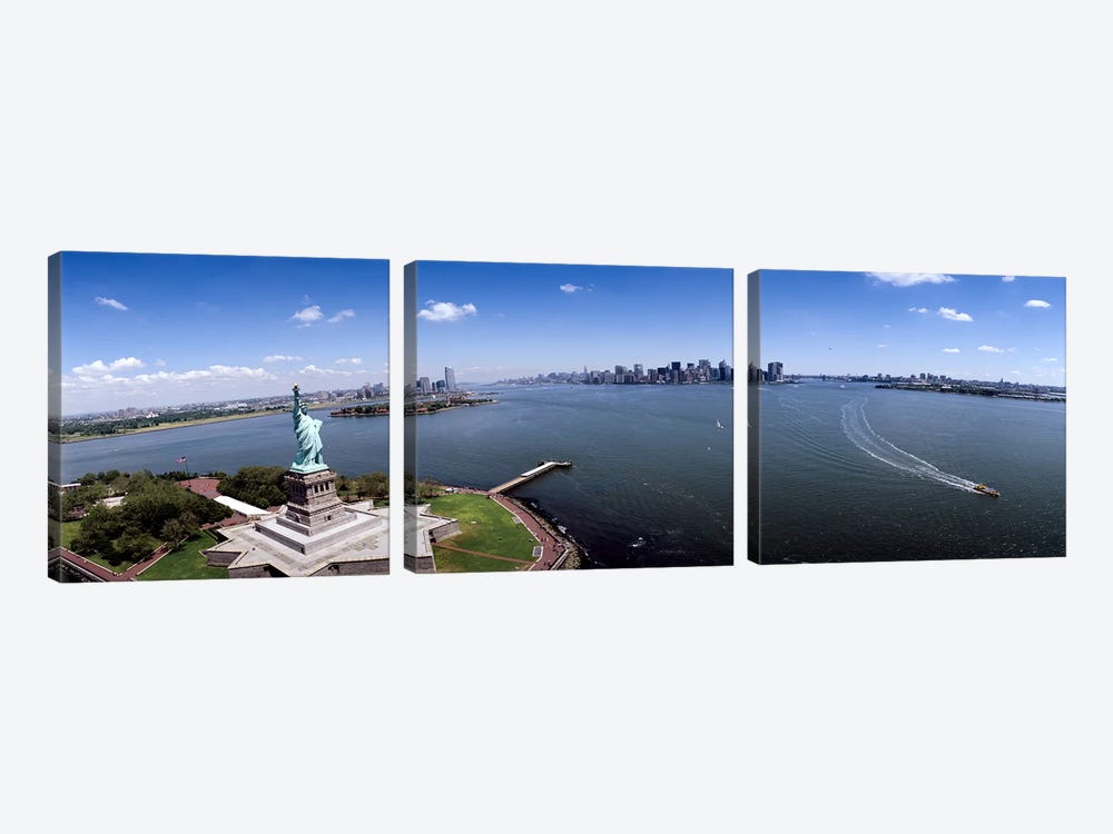 Aerial view of a statue, Statue of Liberty, New York City, New York State, USA by Panoramic Images 3-piece Art Print