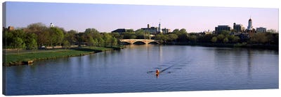 Boat in a river, Charles River, Boston & Cambridge, Massachusetts, USA Canvas Art Print - Boston Art