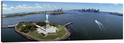 Aerial view of a statue, Statue of Liberty, New York City, New York State, USA #2 Canvas Art Print - Statue of Liberty Art