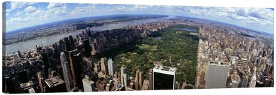 Aerial view of buildings in a city, Manhattan, New York City, New York State, USA Canvas Art Print - Central Park