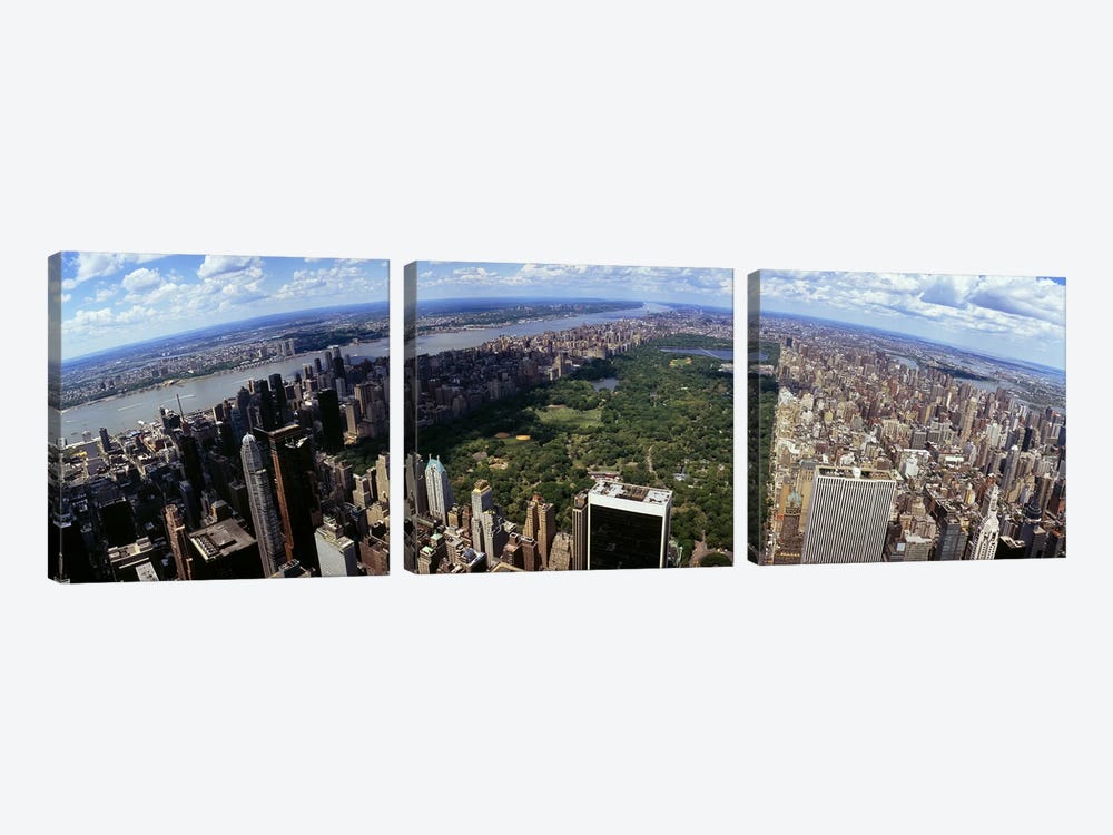 Aerial view of buildings in a city, Manhattan, New York City, New York State, USA by Panoramic Images 3-piece Canvas Art