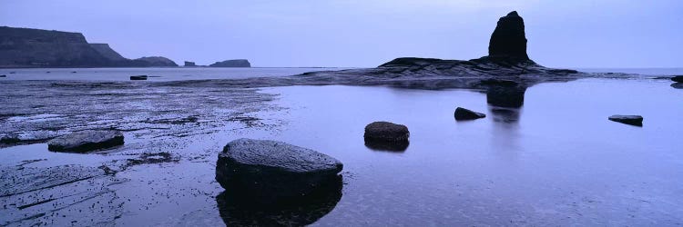 Distant View Of Saltwick Nab With Black Nab In The Foreground, North Yorkshire, England, United Kingdom