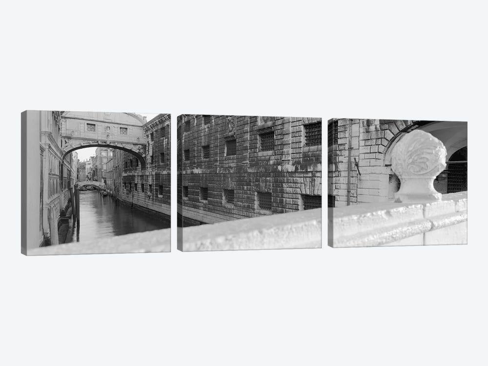 Bridge Of Sighs In B&W, Rio de la Canonica, Venice, Italy by Panoramic Images 3-piece Canvas Print