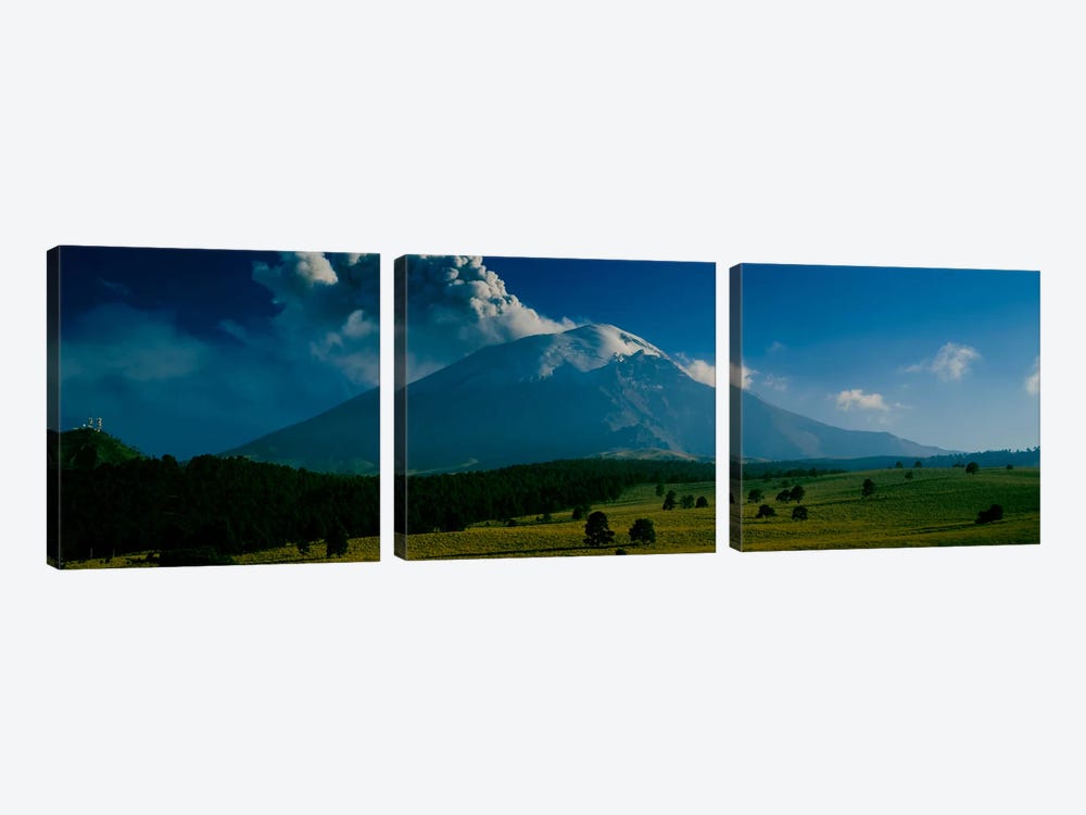 Ash Cloud Over Popocatepetl As Seen From Paso de Cortes, Mexico by Panoramic Images 3-piece Art Print
