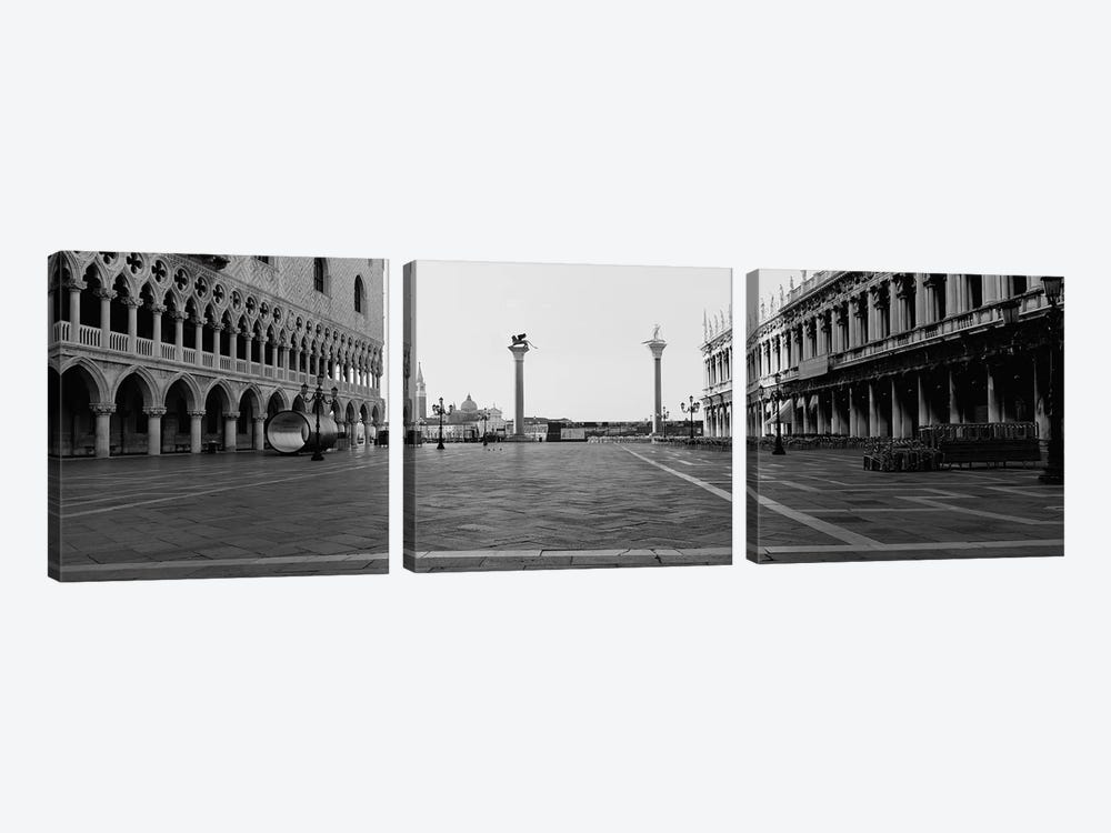 Piazzetta di San Marco In B&W, Venice, Italy by Panoramic Images 3-piece Canvas Art Print