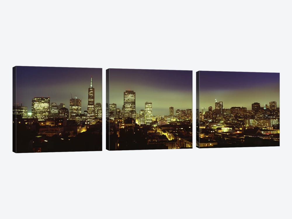 Financial District Skyline At Night, San Francisco, California, USA by Panoramic Images 3-piece Art Print