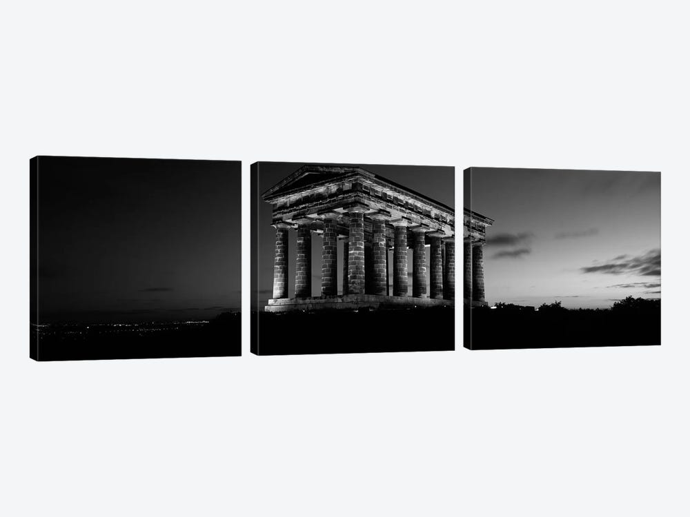 Low Angle View of A Building, Penshaw Monument, Durham, England, United Kingdom (black & white) by Panoramic Images 3-piece Canvas Artwork