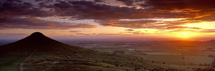 Silhouette Of A Hill At Sunset, Roseberry Topping, North Yorkshire, Cleveland, England, United Kingdom