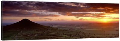 Silhouette Of A Hill At Sunset, Roseberry Topping, North Yorkshire, Cleveland, England, United Kingdom Canvas Art Print