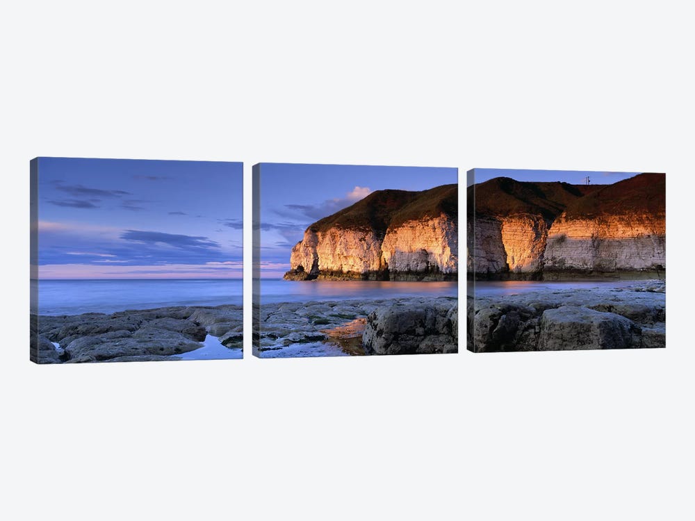 Coastal Cliffs, Thornwick Bay, Yorkshire, England, United Kingdom by Panoramic Images 3-piece Art Print
