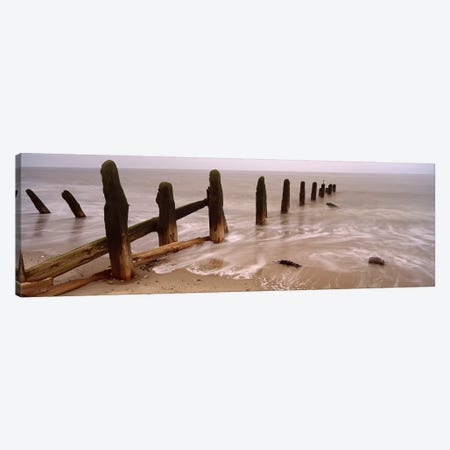 Posts On The Beach, Spurn, Yorkshire, England, United Kingdom Canvas Print #PIM4982} by Panoramic Images Canvas Wall Art