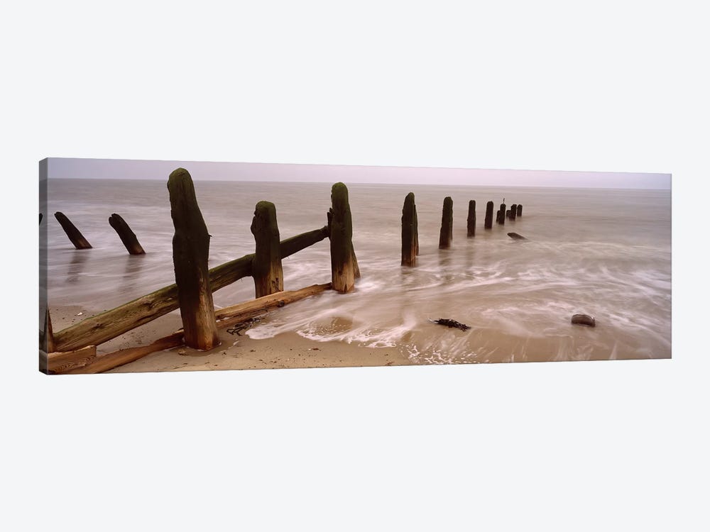 Posts On The Beach, Spurn, Yorkshire, England, United Kingdom by Panoramic Images 1-piece Canvas Artwork